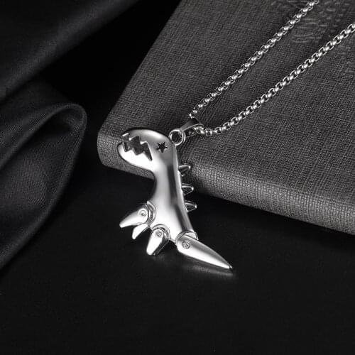 Fashion New Style Dinosaur Pendant Necklace Silver Plated Animal Necklace Mens and Womens Personality Punk Hip Hop Jewelry