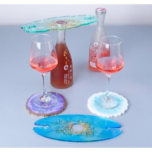 2020 New Wine Glass Rack Irregular Flower Tray Silicone Mold Set DIY Home Decoration Glass Holder Racks Resin Art Supplies Mold