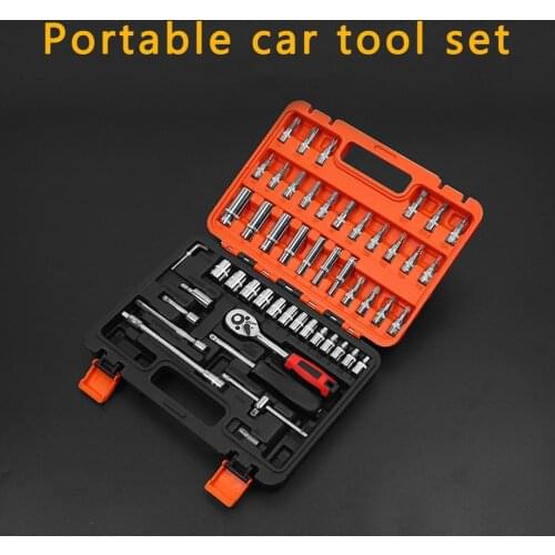 New 53pcs 1/4 inch set Car Motorcycle Repair Tool Ratchet Wrench Set Drive Socket Spanner Kit Batch Head Screwdriver Socket Set