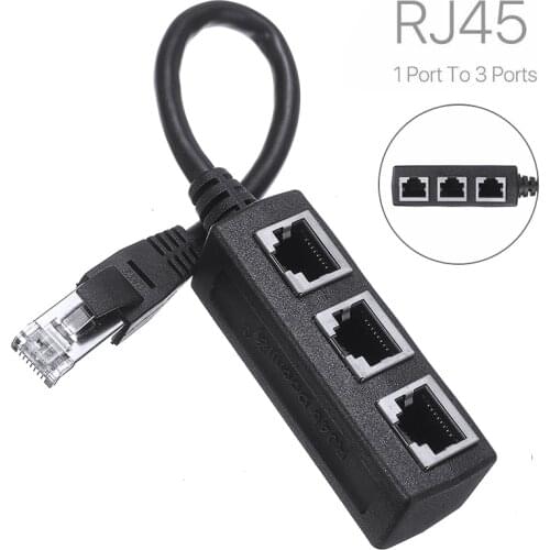 Portable 1 Male to 3 Female Port RJ45 Internet Ethernet Cable Adapter Splitter LAN Network Extender Cord Connector Accessories