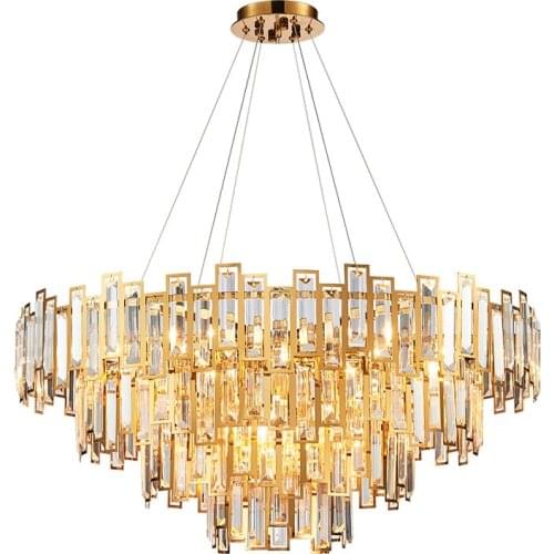 Postmodern luxury LED pendant lights restaurant crystal hanging lamp living room stainless steel hotel lobby lighting fixtures