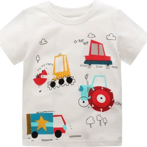 Jumping Meters Summer Boys T shirts With Cars Print Fashion Cotton Baby Clothes Hot Selling Kids Childrens Tees Toddler Tops