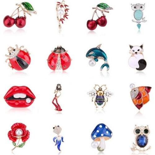 Chic Charming Delicate Oil Drop Brooch Rhinestone Pearl Flora And Fauna Brooch Pin Banquet Decoration Brooch Pin Gift Jewelry