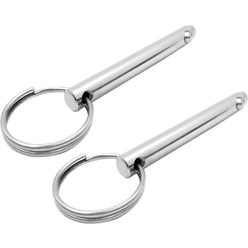 2Pcs Quick Release Pin Stainless Steel Boat Bimini Top Deck Hinge Quick Release Ball Pin Boat Accessories Marine 8mm Silver