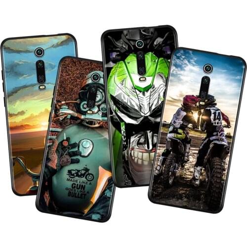 Retro Moto Cross Motorcycle Silicone Cover For Xiaomi Redmi K40 Gaming K30i K30T K30S K30 Ultra K20 10X Pro Black Phone Case