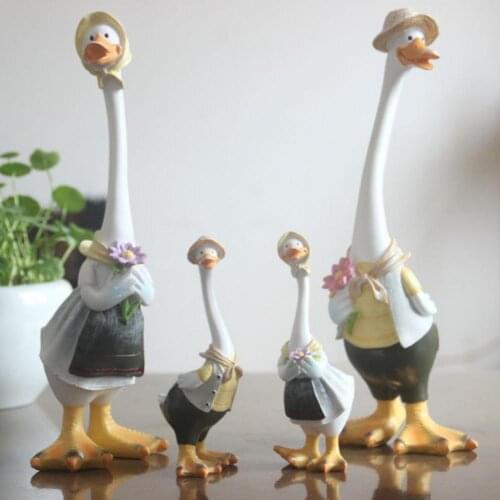 Cute Duck Figurine Vivid Weather-resistant Duck Figurine Resin Compact Delicate Realistic Duck Sculpture Garden Statue for Home