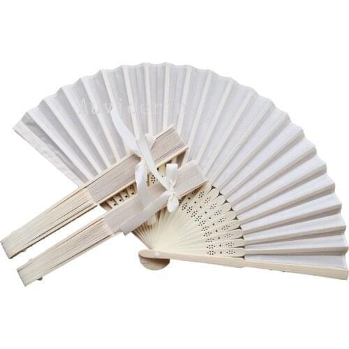 [Auviderin] 50pcs Wedding Gift Fan with Bow Personalized Names by Express Shipping