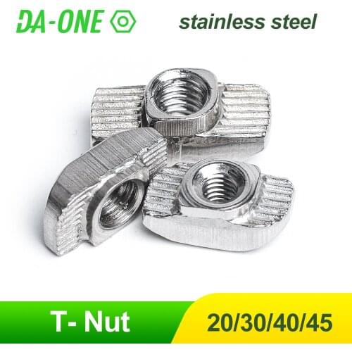 Aluminum Profile T Nuts Stainless Steel 304 Hammer Head Slot Nut M3 M4 M5 M6 M8 2020/3030/4040/4545 Series T-Nut for Window