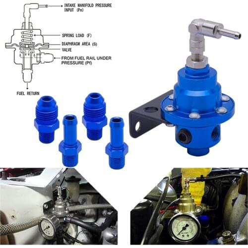 High pressure universal Aluminum Jdm Aluminum Adjustable Fuel Pressure Regulator FPR Type S with gauge