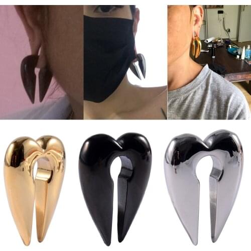 1Pair Heart Shape Ear Weights Ear Expander Plug Ear Drop Ring Gold Silver Color Dangle Ring Body Piercing Jewelry
