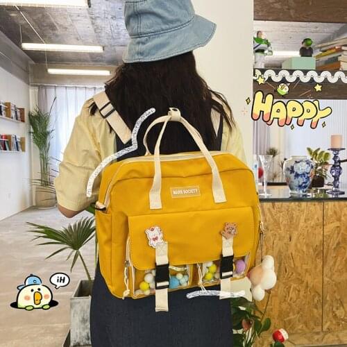 Women Large Capacity Multi-function Backpack Fashion Girl Student Schoolbags Korean Contrast Color School Style Messenger Bag