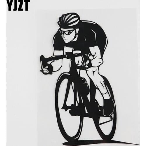 YJZT 12.4CMX17CM Cool Bicycle Cycling Sport Decal Vinyl Car Sticker Black/Silver 8A-0232