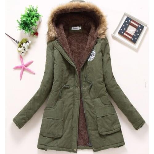 Ailegogo Women Winter Military Coats Cotton Wadded Hooded Jacket Casual Parka Thickness Warm Plus Size XXXL Quilt Snow Outwear