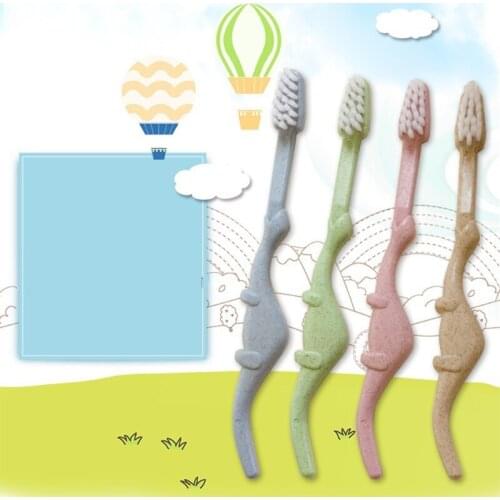 2019 New Baby Toothbrush Natural Wheat Straw Cartoon Toddler Kid Newborn Dental Oral Care Bamboo Fiber Kids Toothbrush