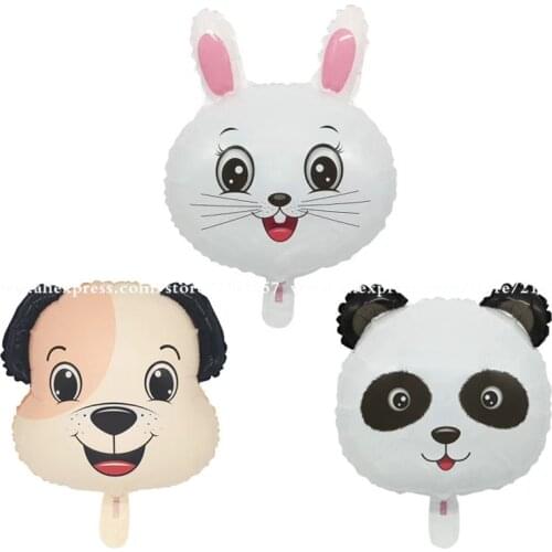 1pc cute animal head panda rabbit dog foil balloon children birthday party decorations Baby Shower helium globos Kids Toy balls