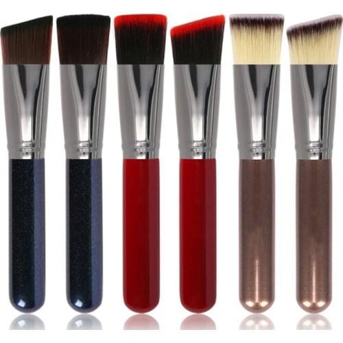 1pcs Professional Foundation Makeup Brushes Tilt Flat head Wood Handle Powder Blush Brush for Face Beauty Make up Tools
