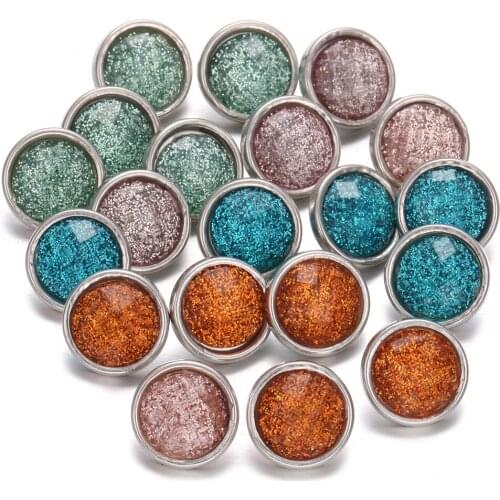 10pcs/lot New Snap Jewelry Mixed Glass Resin 12mm Snap Buttons Fit 12mm Snap Bracelet Earrings Necklace Mini DIY Charms