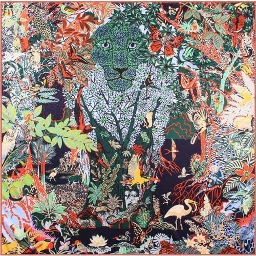 2021 New design brand women scarf fashion print Animal jungle scarves hijabs lady wraps foulard bandana