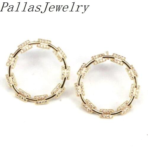 8Pairs, Gold Curb Link Chain Earrings For Women Crystal CZ Pave Earrings Hoops Zirconia Geometric Jewelry Gifts