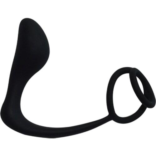 Black Silicone Male Masturbator Anal Plug Prostate Massager Butt Plug With Delay Ejaculation Ring Sex Toys For Men Gay Dropshipp