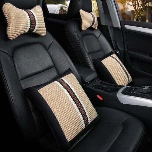 KKYSYELVA Car Neck Pillows Lumbar Support for office Chair Auto Headrest Waist Support Pillow Interior Accessories Car Styling