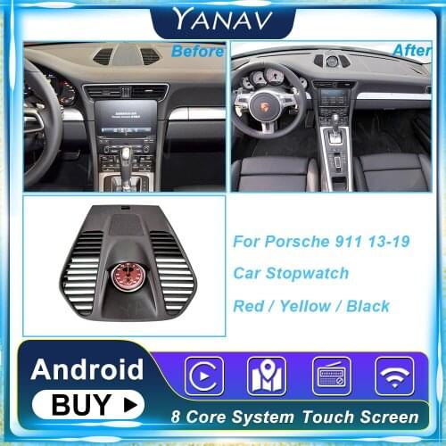 Car Stopwatch For Porsche 911 2013-2019 Interior Center Dashboard Clock Compass Time Electronic Meter Clock Accessional chr