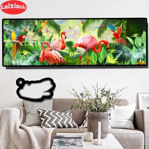 Large 5D Diamond Painting Colored Flamingo plant cross stitch mosaic full square/round diamond embroidery rhinestone painting