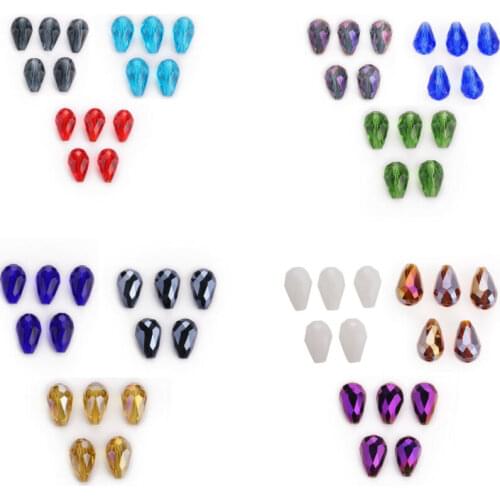 10pcs 10x15mm Faceted Glass Crystal Teardrop Loose Beads DIY Wedding Decoration