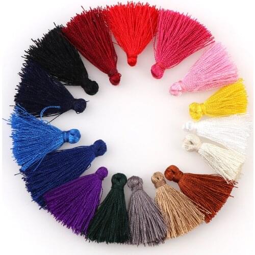 30PC 2.5cm Coloful Cotton Tassels Charms Pendant Imitation Silk Satin Tassels for Earring Findings Jewelry Making DIY Materials