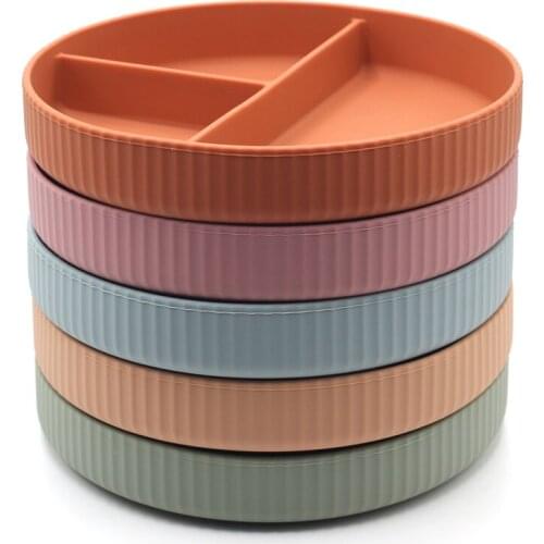 Childrens Dishes Baby Silicone Sucker Bowl Baby Round Shape Plate Tableware Set Baby Feeding Tableware Set Kids Plate