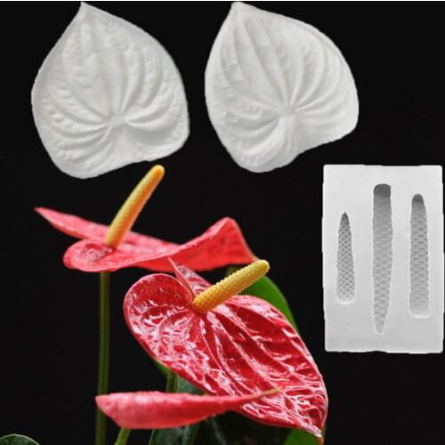 Anthurium Spadix Make & Anthurium Petals Silicone Fondant Mould Cake Tools Chocolate Gumpaste Molds, Sugarcraft, Kitchen Gadget
