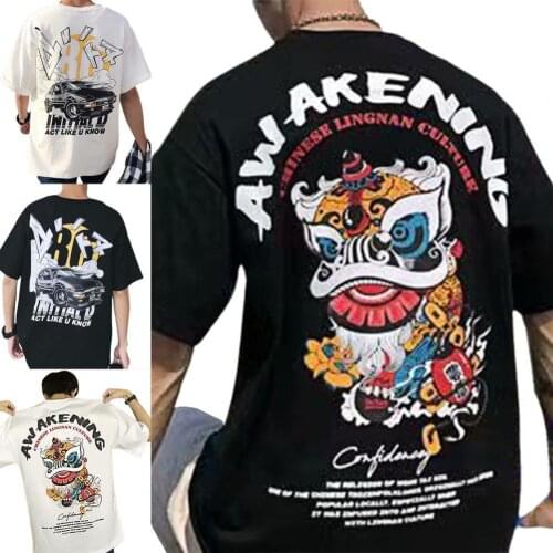 Hot Sales Men T-shirt Short Sleeves Loose Soft Summer Hip Hop Printed Male Tops for Shopping