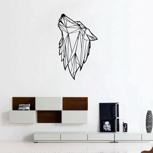 Geometric Wolf Animal Wall Decals Abstract Wolf Vinyl Waterproof Wall Stickers Home Modern Wall Decoration