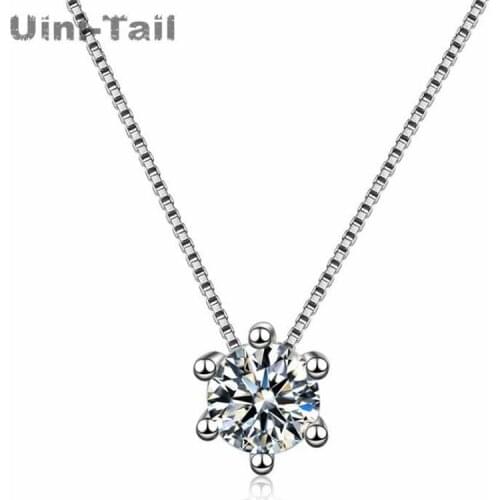 Personality Single Crystal Clavicle Chain Female Fashion 925 Sterling Silver Jewelry Simple Temperament Pendant Necklace