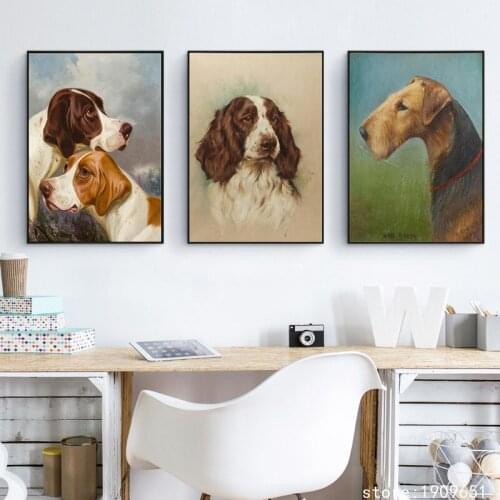 No frame modern animal dog landscape canvas printings oil painting printed on cotton living room wall art decoration picture