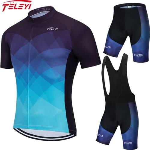 Teleyi Cycling Jersey Set 2021 New Summer Mens Bicycle Team Short Sleeve Jerseys Set Breathable MTB Pro Males' Uniform#21