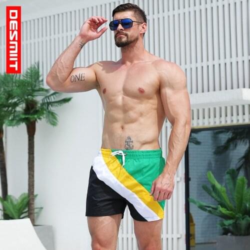 2019 Desmiit New color matching Men’s bathing suit board shorts quick dry surfing sport de bain swimwear liner beach shorts