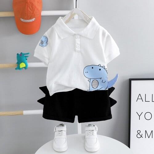 Summer two piece set Summer Boys' new cartoon Polo Shirt Shorts two piece set childrens short sleeve set toddler boy