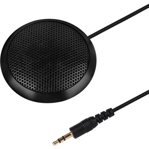 Conference Microphone 3.5mm Omnidirectional Condenser Stereo Mic Surface Mounted for Teleconferencing Laptop Computer Desktop