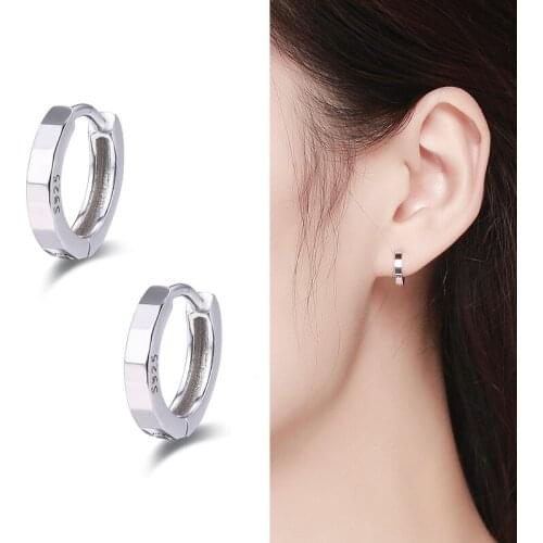 Cute 925 Sterling Silver Faceted Circles Small Loop Huggie Hoop Earrings For Women Jewelry Kids Baby Toddler Girls Arose Aretes