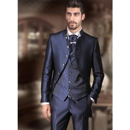 Men Suit Fit Groom Tuxedos Groomsman Wedding Suits Formal Suits Custom Size(Jacket+Pants+Vest) Three Pieces Wedding Bestman Wear
