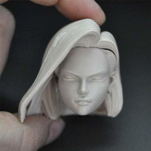 Unpainted Head Sculpt 1/6 Android No.18 PVC Female Soldier Head Carving For 12'' Action Figure Body for Fans DIY