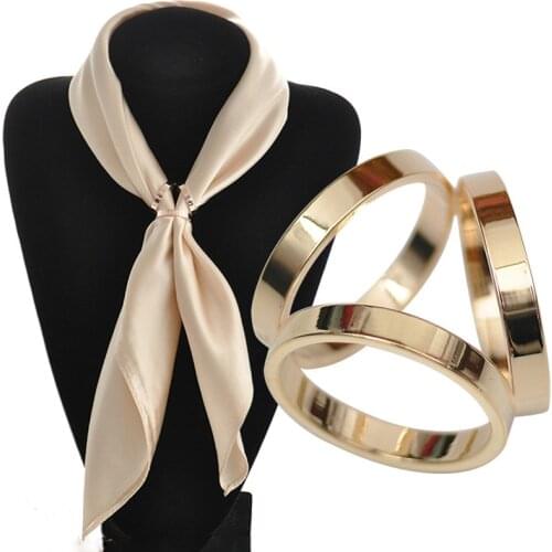 New 2019 hot Scarf Jewelry Accessories Silk Shawl Buckle Ring Clip Tricyclic Scarves Buckle Luxury Simple Women Girl Party Gifts