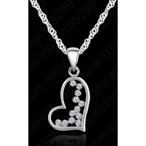 New Arrival Austria Crystal Pendant Necklace 925 Sterling Silver ColorJewelry Pendant Necklace Women Heart Wedding