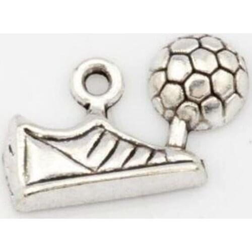 Wholesale 100pcs Tibetan Silver Soccer Sneaker Kicking Ball Team Sports Charm Pendant 15mm*24mm A770