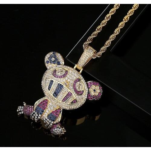 New AAA Cubic Zirconia Cartoon Folivora MenS Pendant Ice Out Hip Hop Necklace party jewelry Gift
