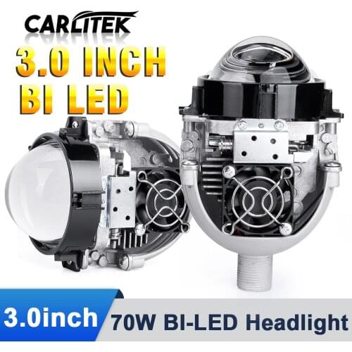 Carlitek 2PCS H7 H4 LED H1 9005 9006 LED Bi-led Projector Lens 3.0'' Lenses 6000K LED Light Headlight 70W For Car Accessories SA