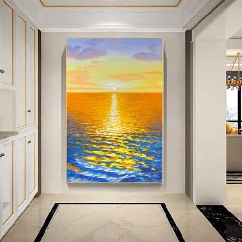 Hand painted Artwork Boat In Sea Painting Hand-Painted seascape Oil Painting On Canvas Home Decor Wall Art Picture Free Shipping