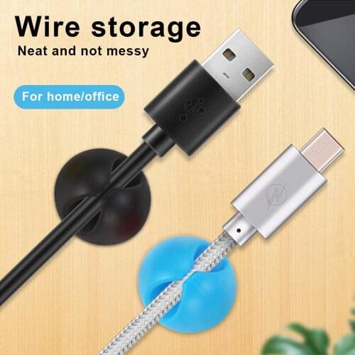 Silicone Black Cable Organizer Cable Holder Mouse Wire Holder Desk Use Cable Management Charger Holder Cable winder