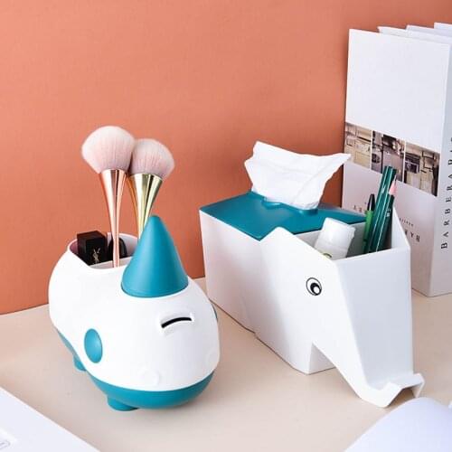 Elephant Tissue Holder Carton Rhinoceros Tissues Box Cover Plastic Paper Storage Decorative Boxes Coffee Table Desktop Organizer